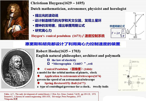 惠更斯和胡克都曾鉆研過利用離心力控制速度的問題，并設計了有關裝置